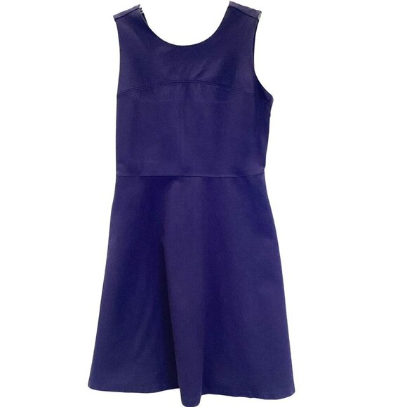 Lands' End Women's V-Back Sleeveless Fit and Flare Dress Side Zip Sz 14 Blue - Picture 1 of 13